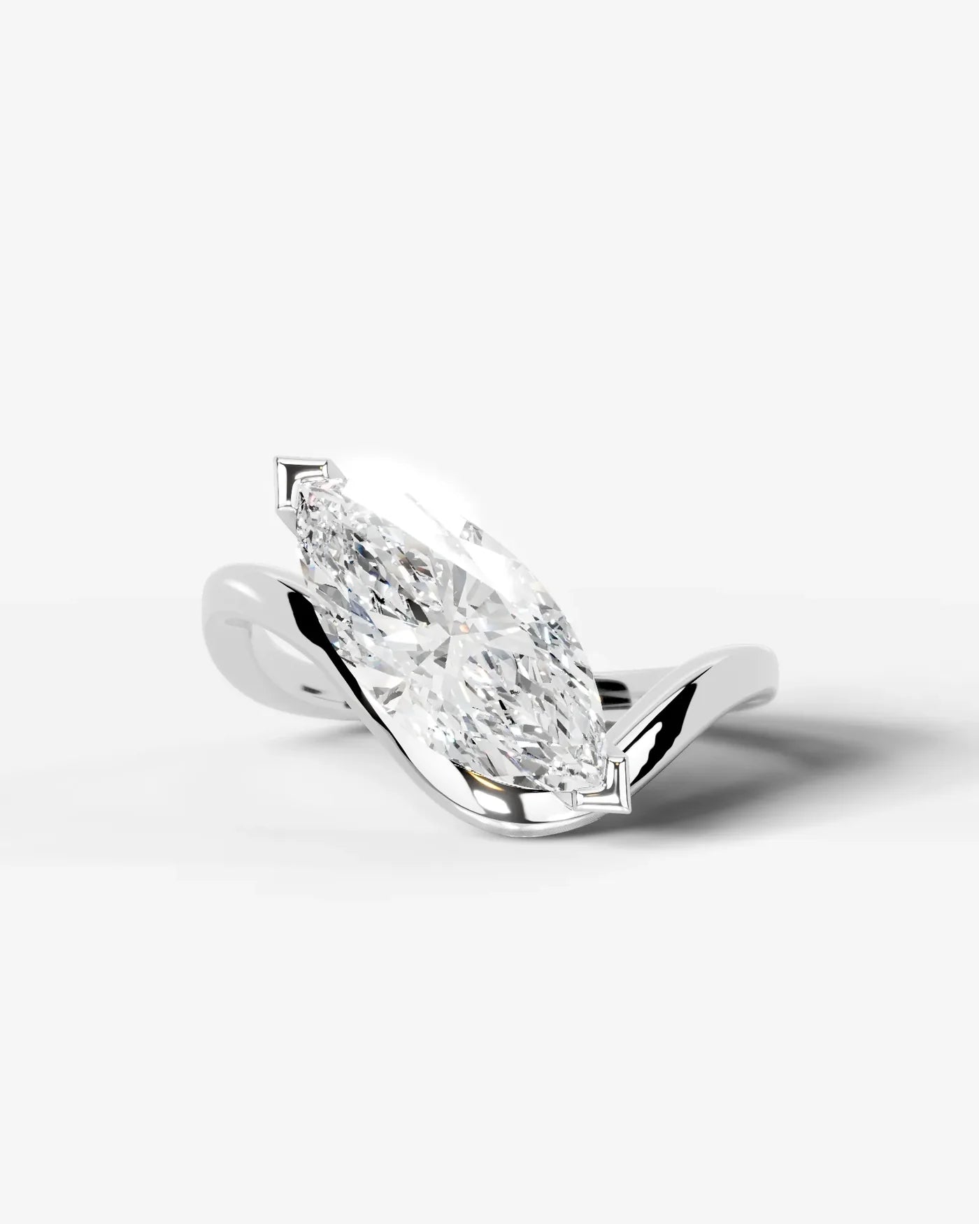 Marquise Cut Lab Diamond bypass solitaire Engagement Ring| D VS1