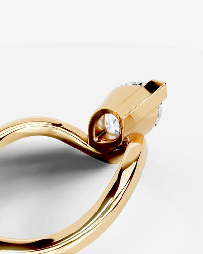 Marquise Cut Lab Diamond bypass solitaire Engagement Ring| D VS1