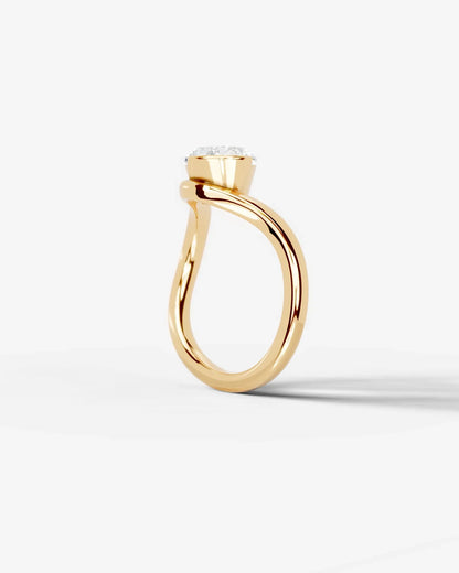Oval Cut Lab Diamond bypass solitaire Engagement Ring| D VS1