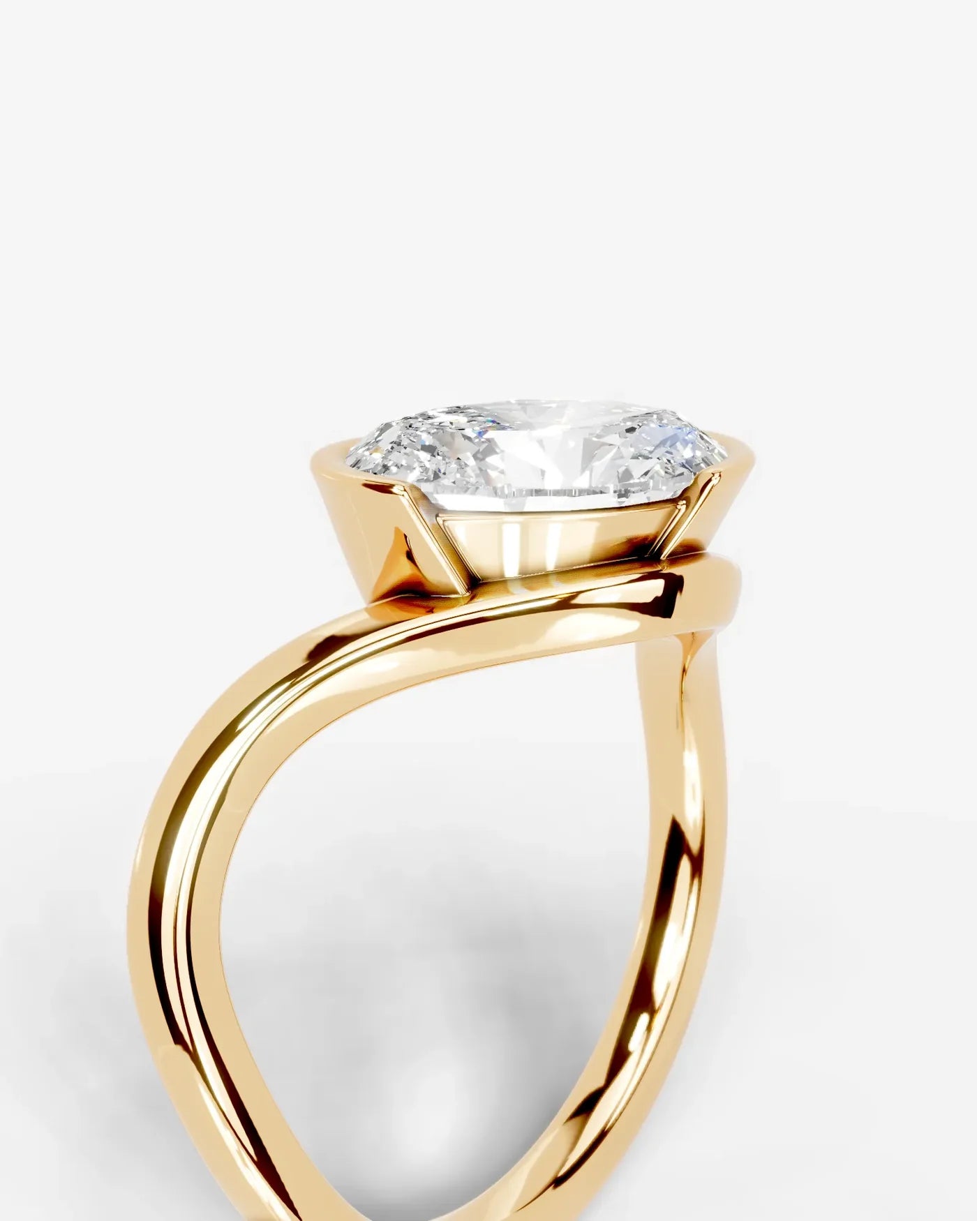 Oval Cut Lab Diamond bypass solitaire Engagement Ring| D VS1
