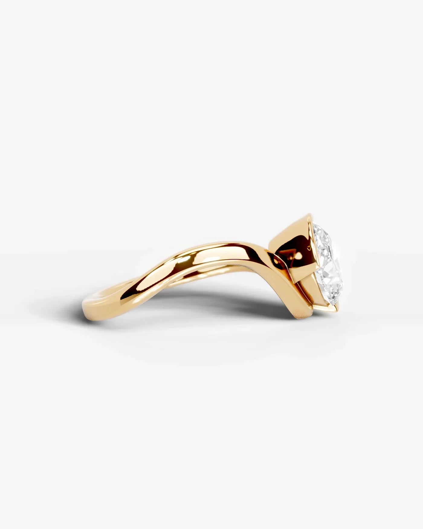 Oval Cut Lab Diamond bypass solitaire Engagement Ring| D VS1