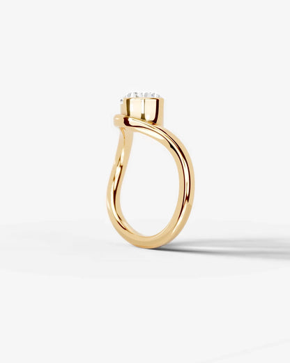 Pear Cut Lab Diamond bypass solitaire Engagement Ring| D VS1