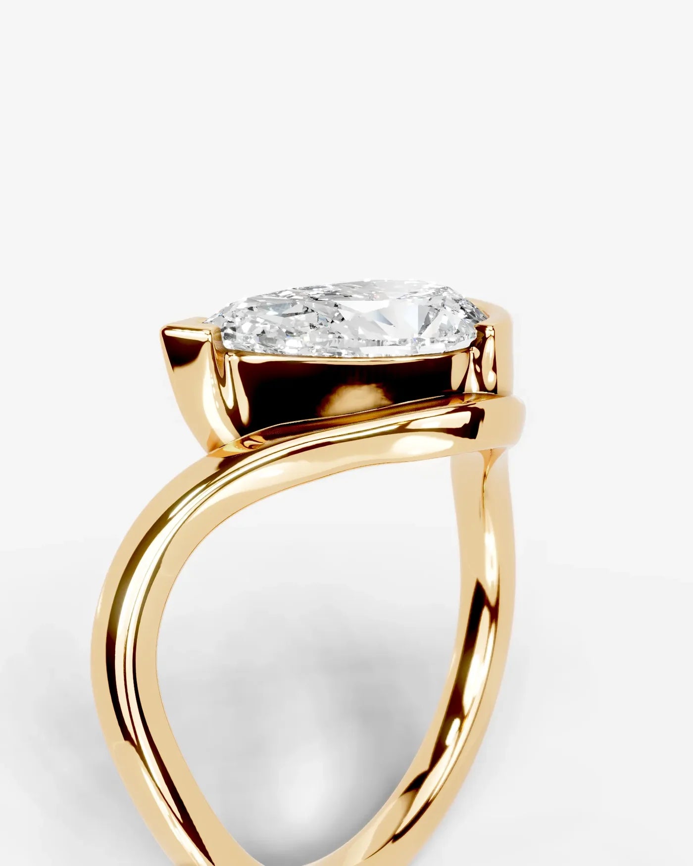 Pear Cut Lab Diamond bypass solitaire Engagement Ring| D VS1