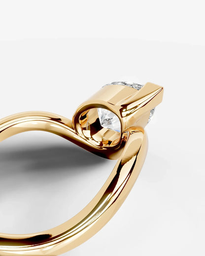 Pear Cut Lab Diamond bypass solitaire Engagement Ring| D VS1