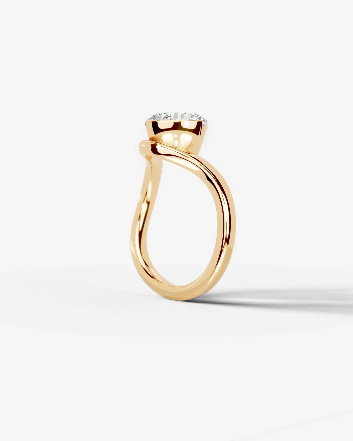 Round Cut Lab Diamond bypass solitaire Engagement Ring| D VS1