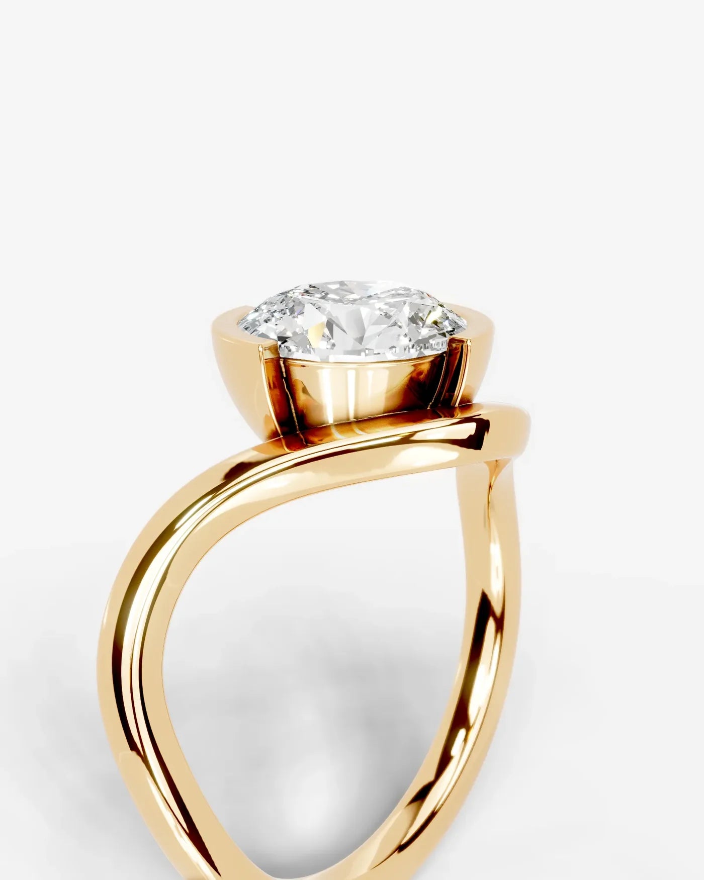 Round Cut Lab Diamond bypass solitaire Engagement Ring| D VS1