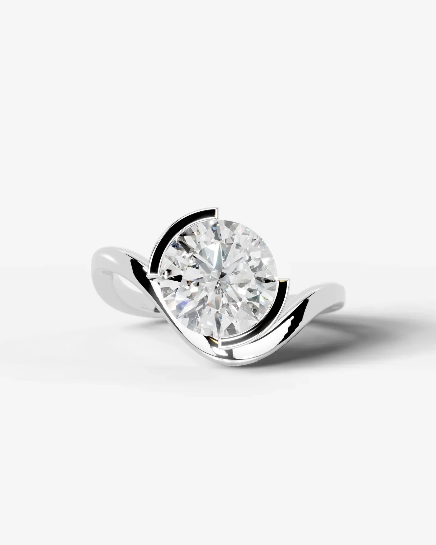 Round Cut Lab Diamond bypass solitaire Engagement Ring| D VS1