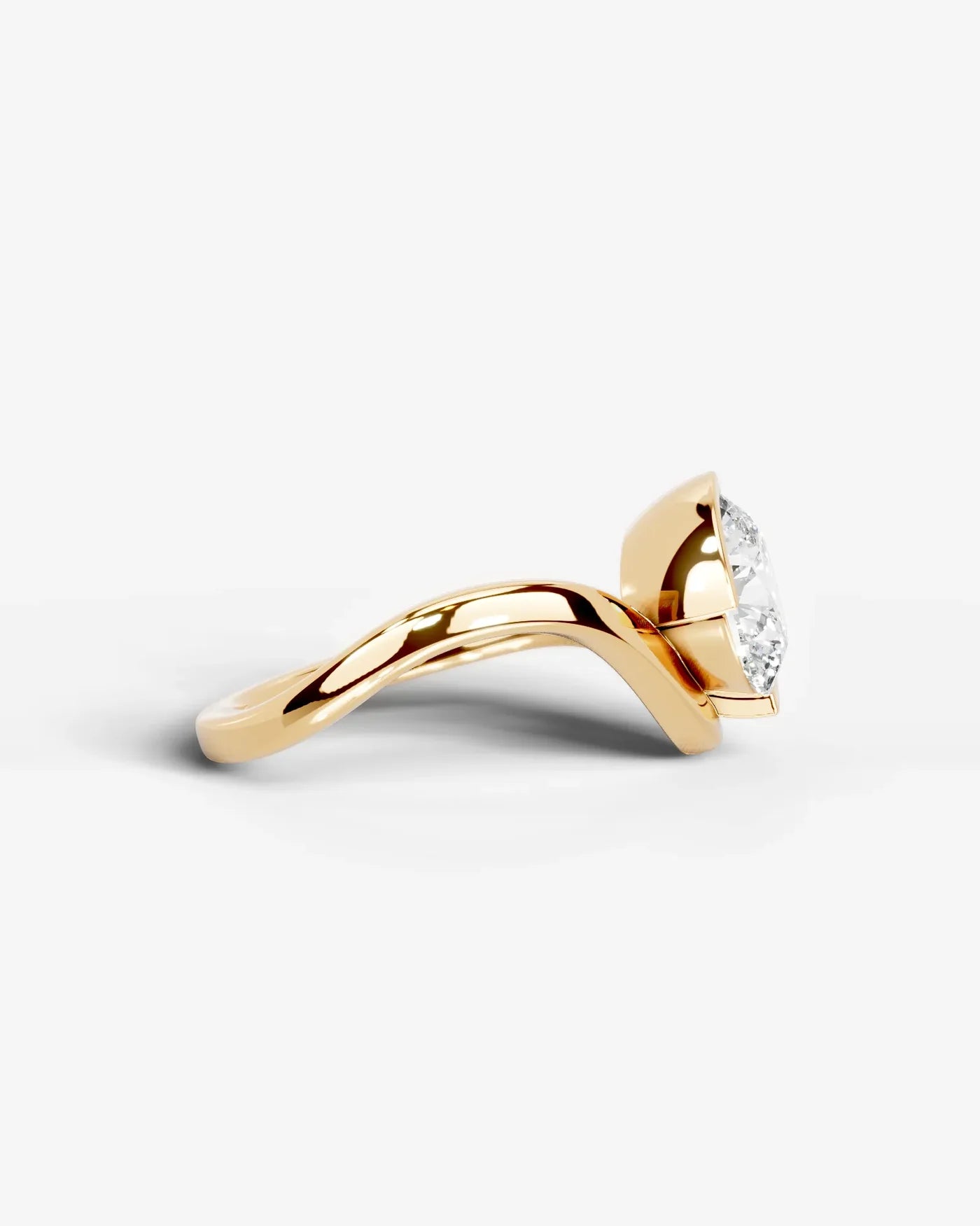 Round Cut Lab Diamond bypass solitaire Engagement Ring| D VS1
