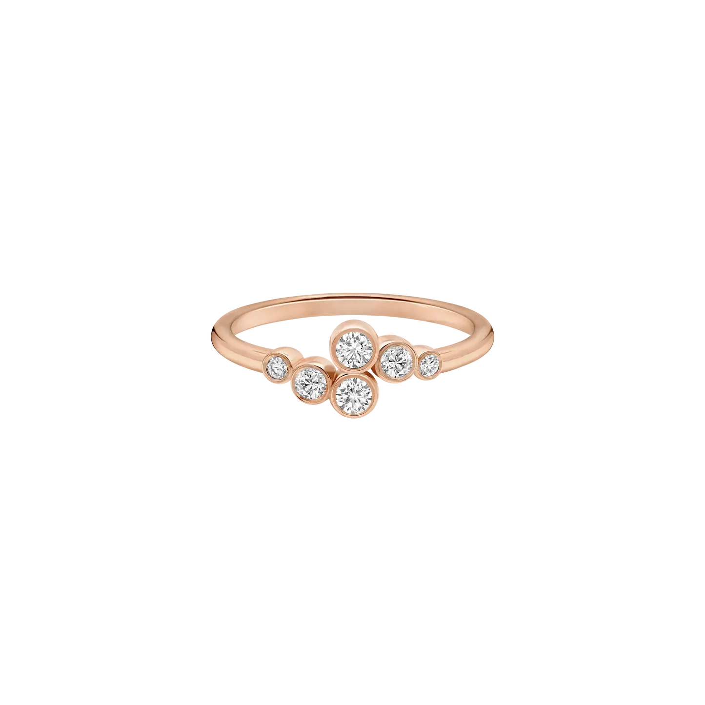 BEZEL SET 6 ROUND LAB DIAMOND CURVED WEDDING BAND