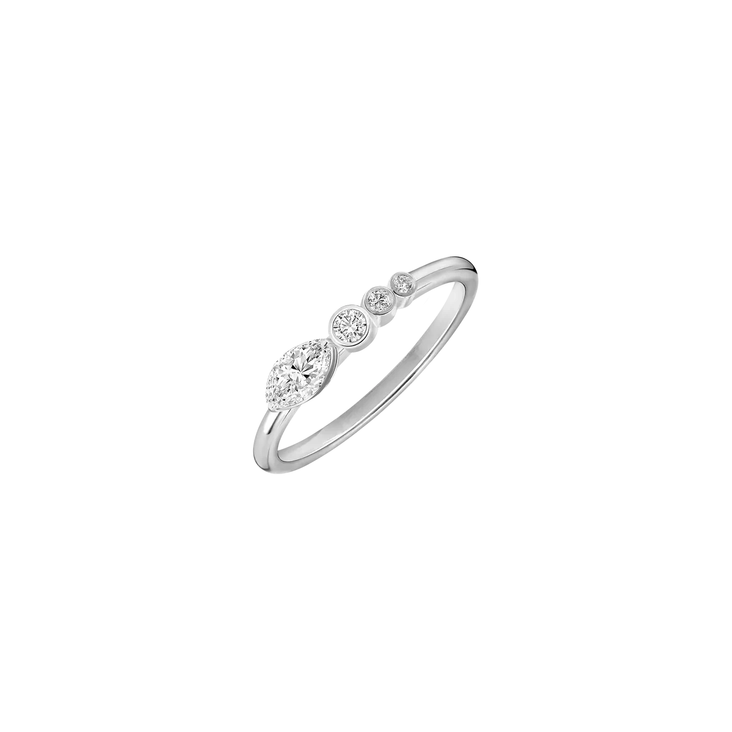MARQUISE & ROUND BEZEL SET CURVED LAB DIAMOND WEDDING BAND