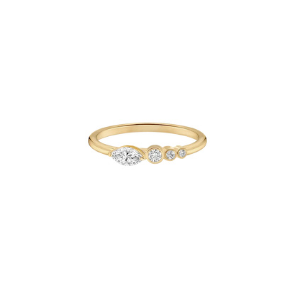 MARQUISE & ROUND BEZEL SET CURVED LAB DIAMOND WEDDING BAND