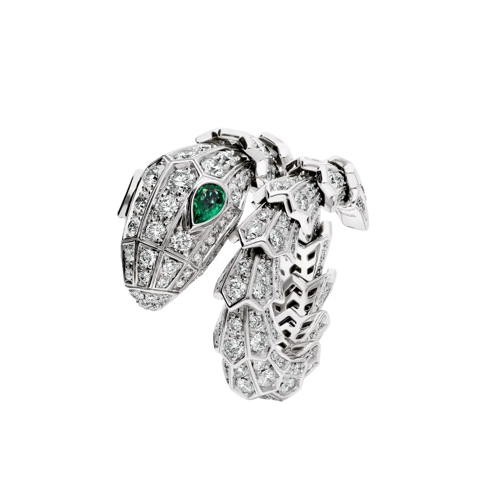 SERPENT EMERALD PAVE LAB DIAMOND RING