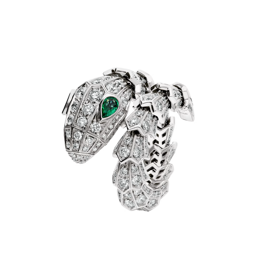 SERPENT EMERALD PAVE LAB DIAMOND RING