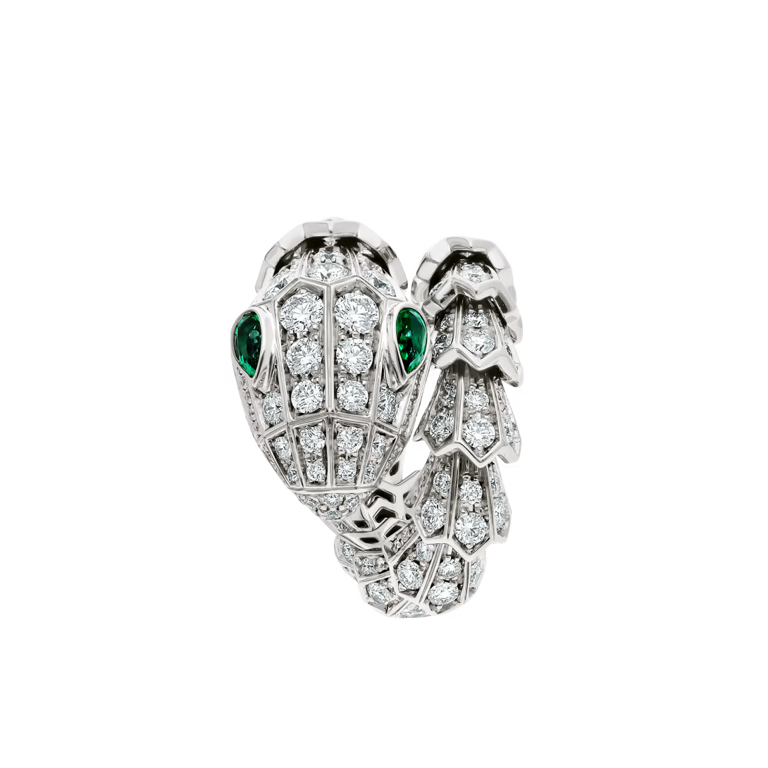 SERPENT EMERALD PAVE LAB DIAMOND RING