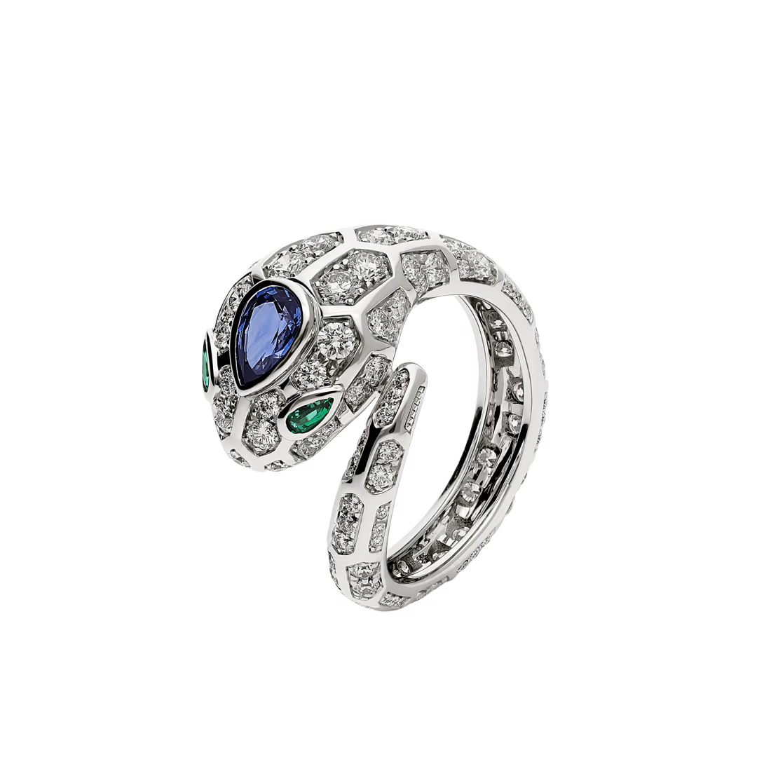 SERPENT SAPPHIRE PAVE LAB DIAMOND RING