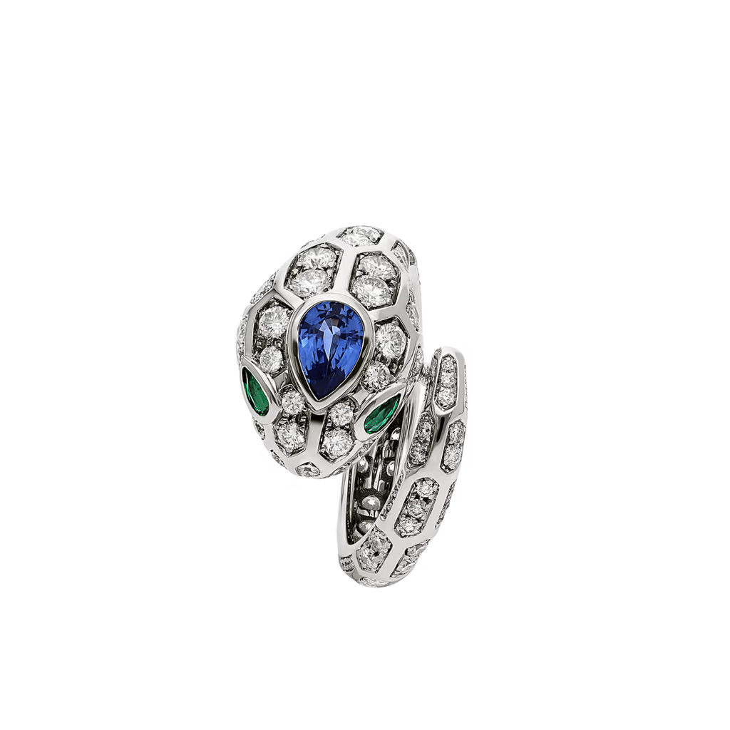 SERPENT SAPPHIRE PAVE LAB DIAMOND RING