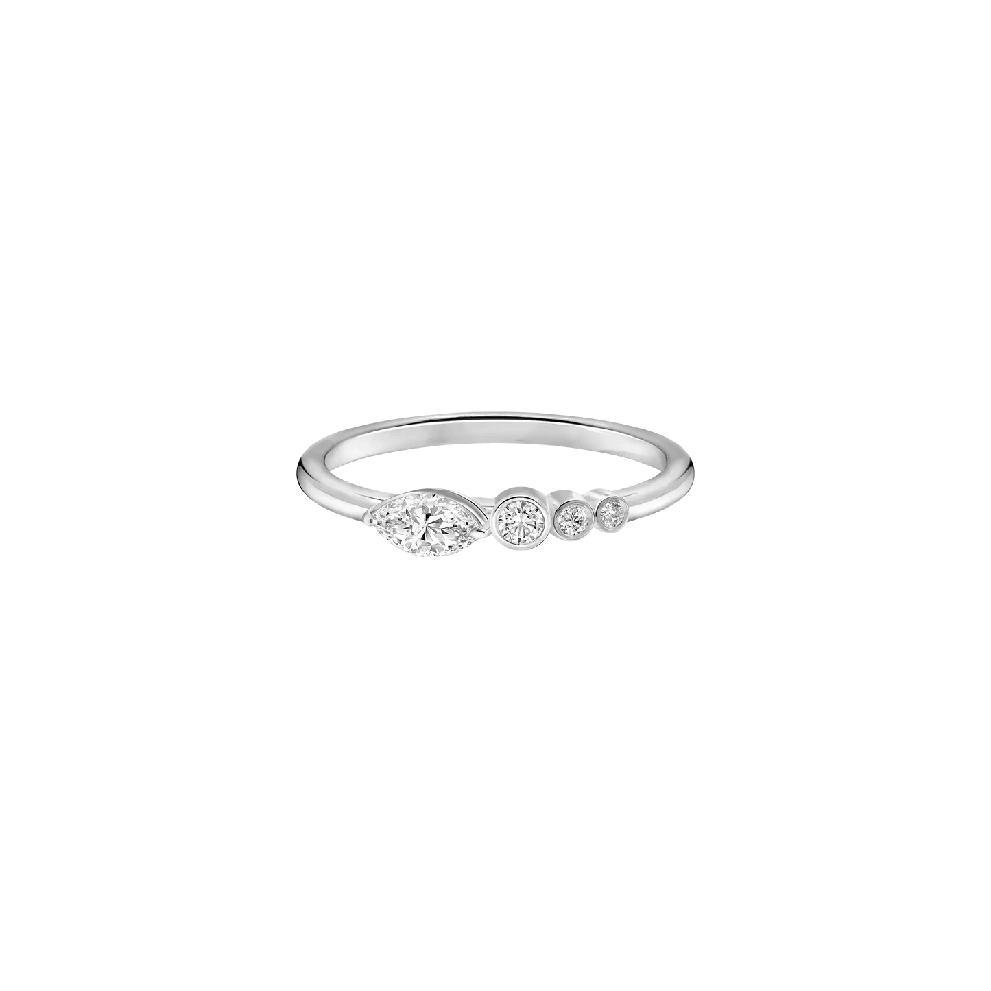 MARQUISE & ROUND BEZEL SET CURVED LAB DIAMOND WEDDING BAND