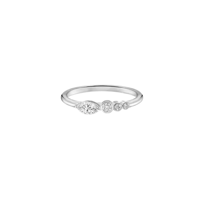MARQUISE & ROUND BEZEL SET CURVED LAB DIAMOND WEDDING BAND
