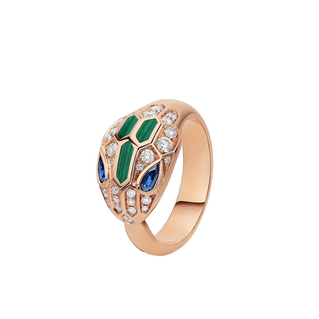 SERPENT EMERALD SAPPHIRE PAVE LAB DIAMOND RING