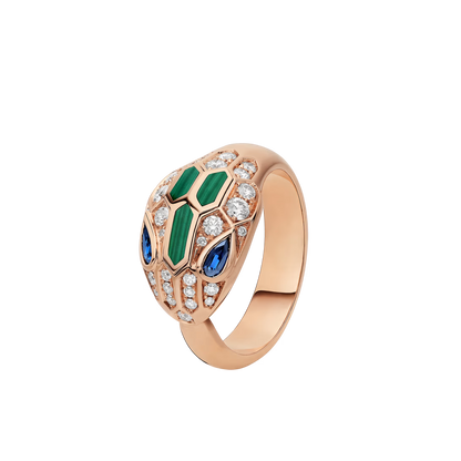 SERPENT EMERALD SAPPHIRE PAVE LAB DIAMOND RING - M&D Signature Jewels