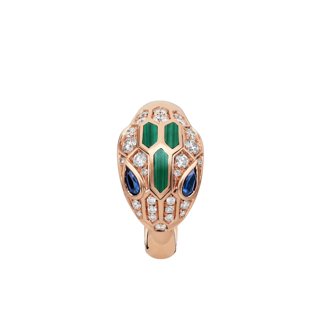 SERPENT EMERALD SAPPHIRE PAVE LAB DIAMOND RING