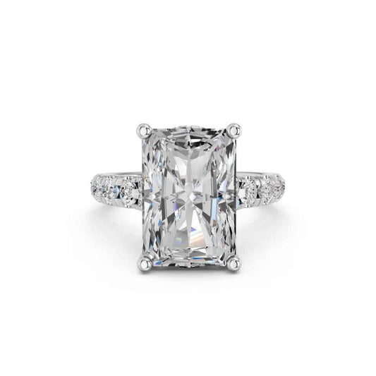 RADIANT RING WITH HIDDEN HALO AND PAVE BAND