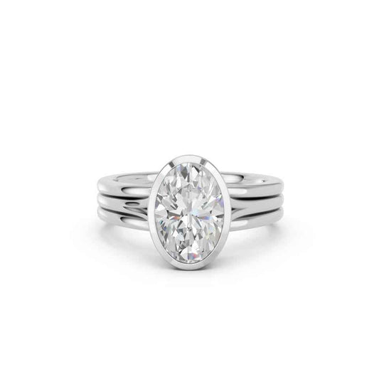 OVAL BEZEL THREE ROW RING