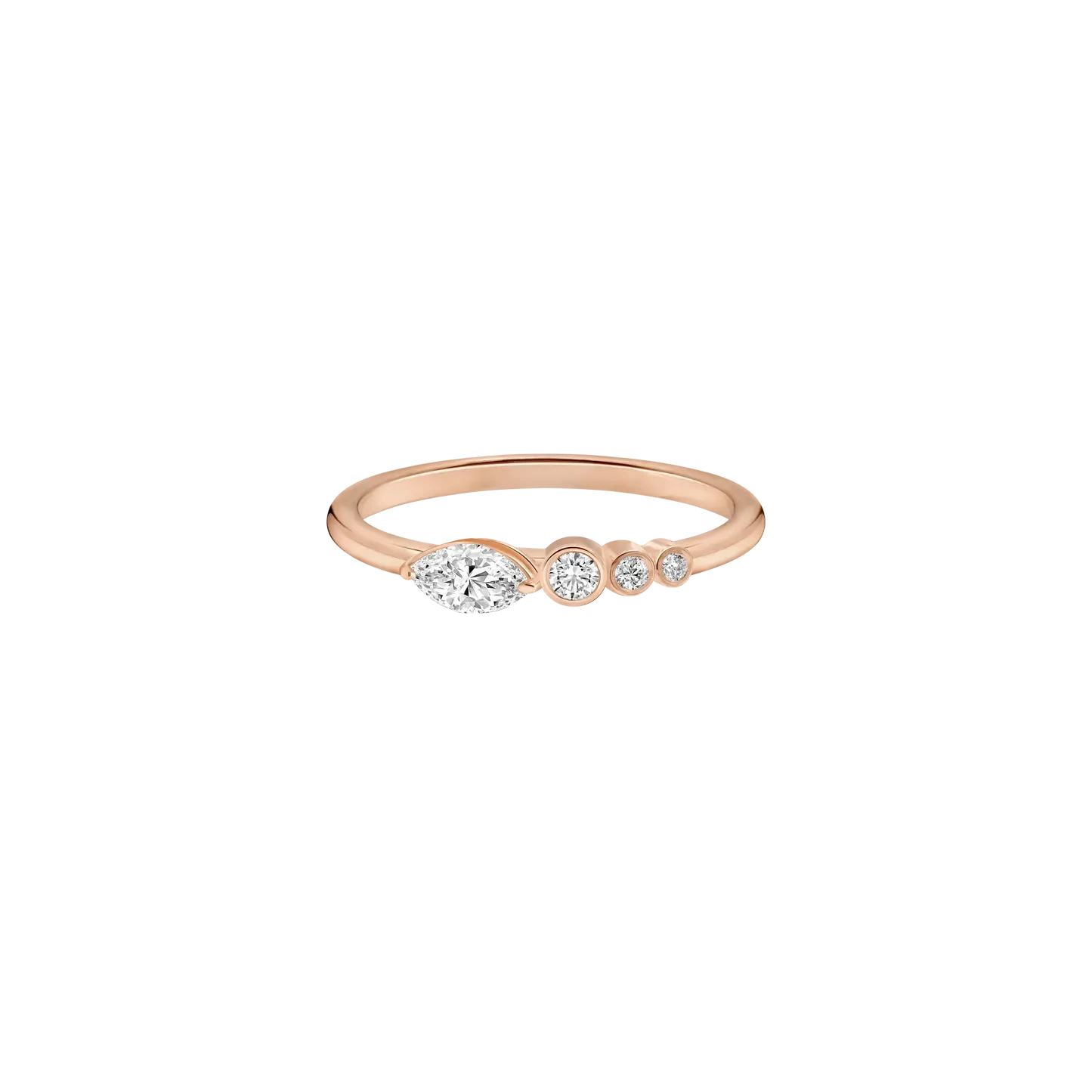 MARQUISE & ROUND BEZEL SET CURVED LAB DIAMOND WEDDING BAND