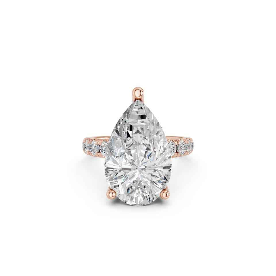 PEAR RING WITH HIDDEN HALO AND PAVE BAND