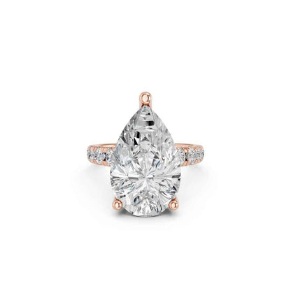 PEAR RING WITH HIDDEN HALO AND PAVE BAND
