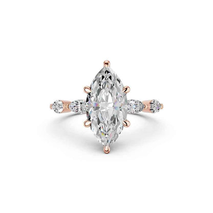 MARQUISE RING WITH HIDDEN HALO AND SIDE STONES