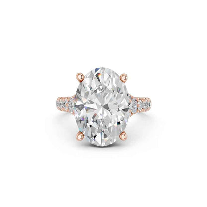 OVAL SPLIT SHANK RING WITH HIDDEN HALO AND PAVE BAND