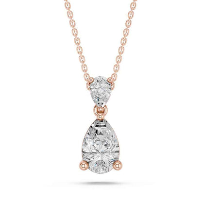 PEAR TWO STONE PENDANT