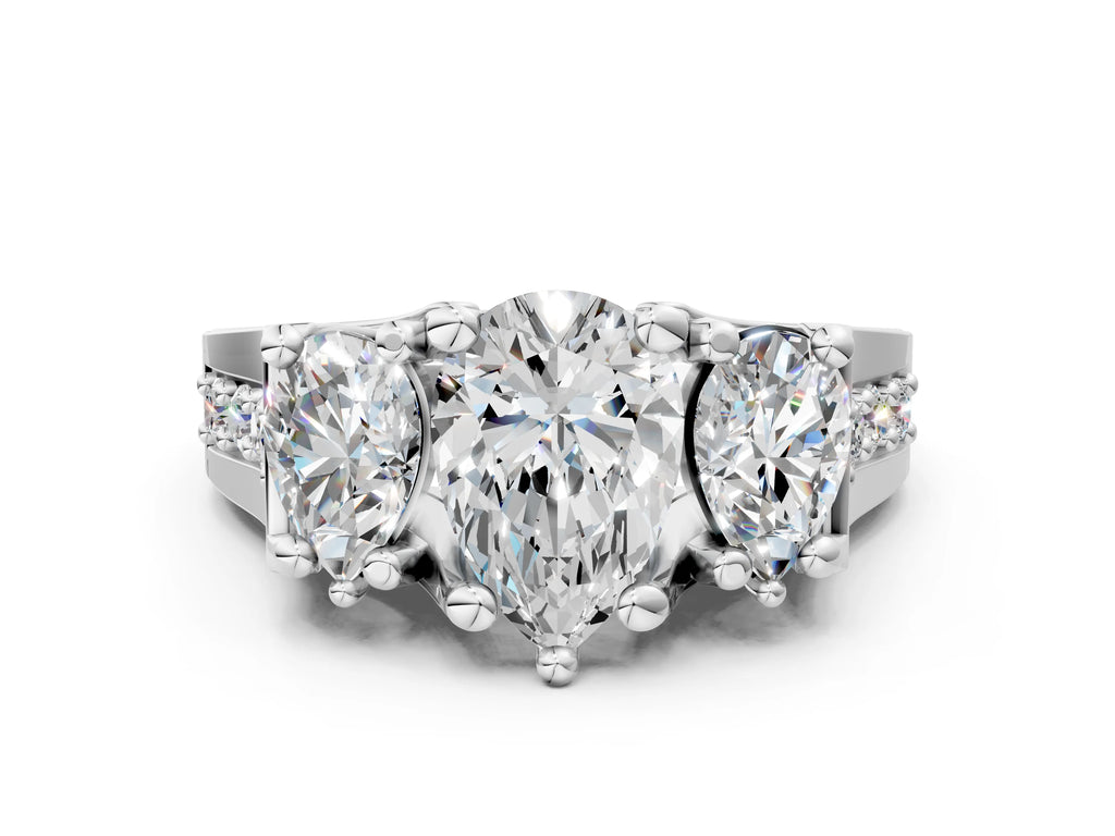 PEAR 3 STONE RING