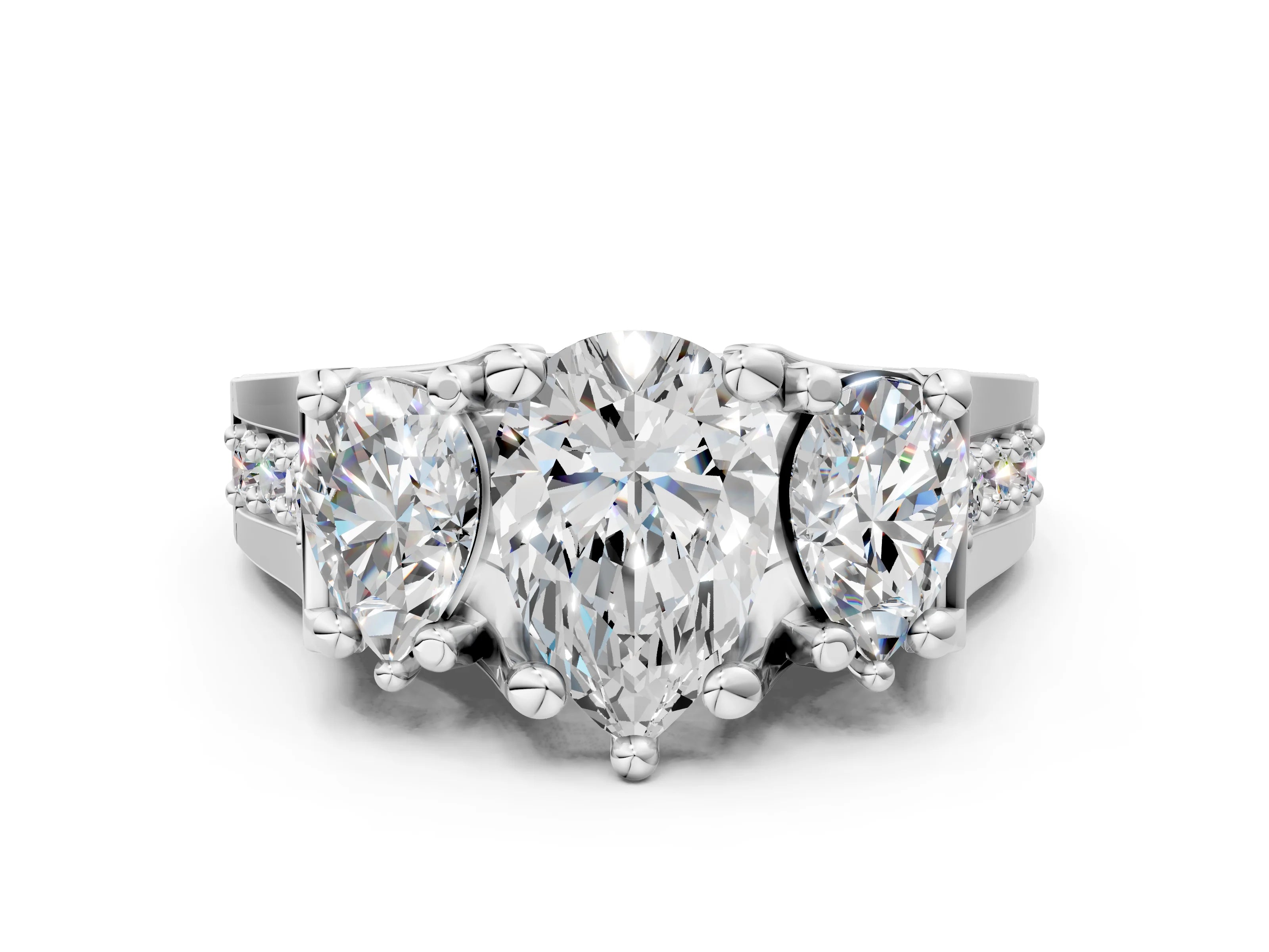 PEAR 3 STONE RING