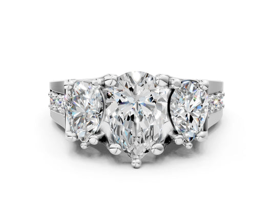 PEAR 3 STONE RING
