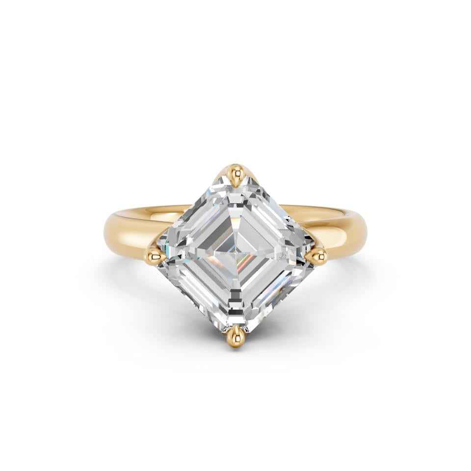 ASSCHER KITE SETTING WITH TULIP PRONG AND HIDDEN HALO RING