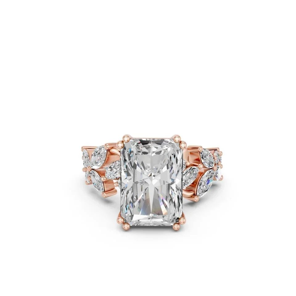 RADIANT RING WITH MARQUISE AND ROUND SIDE STONES