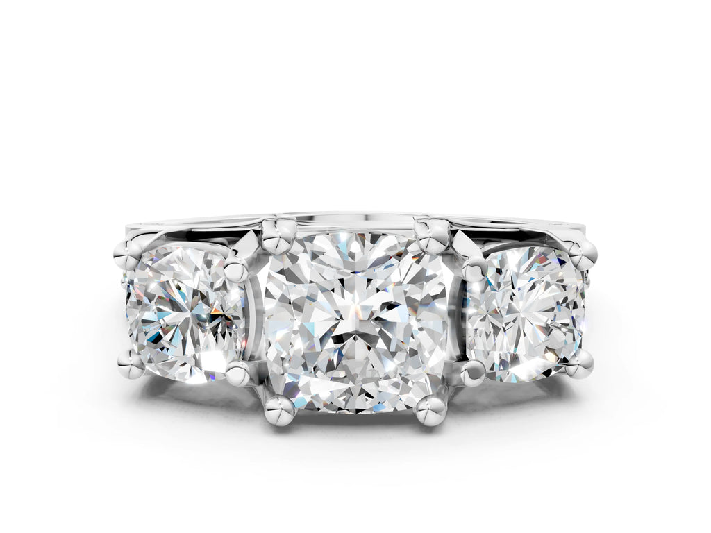 CUSHION 3 STONE RING