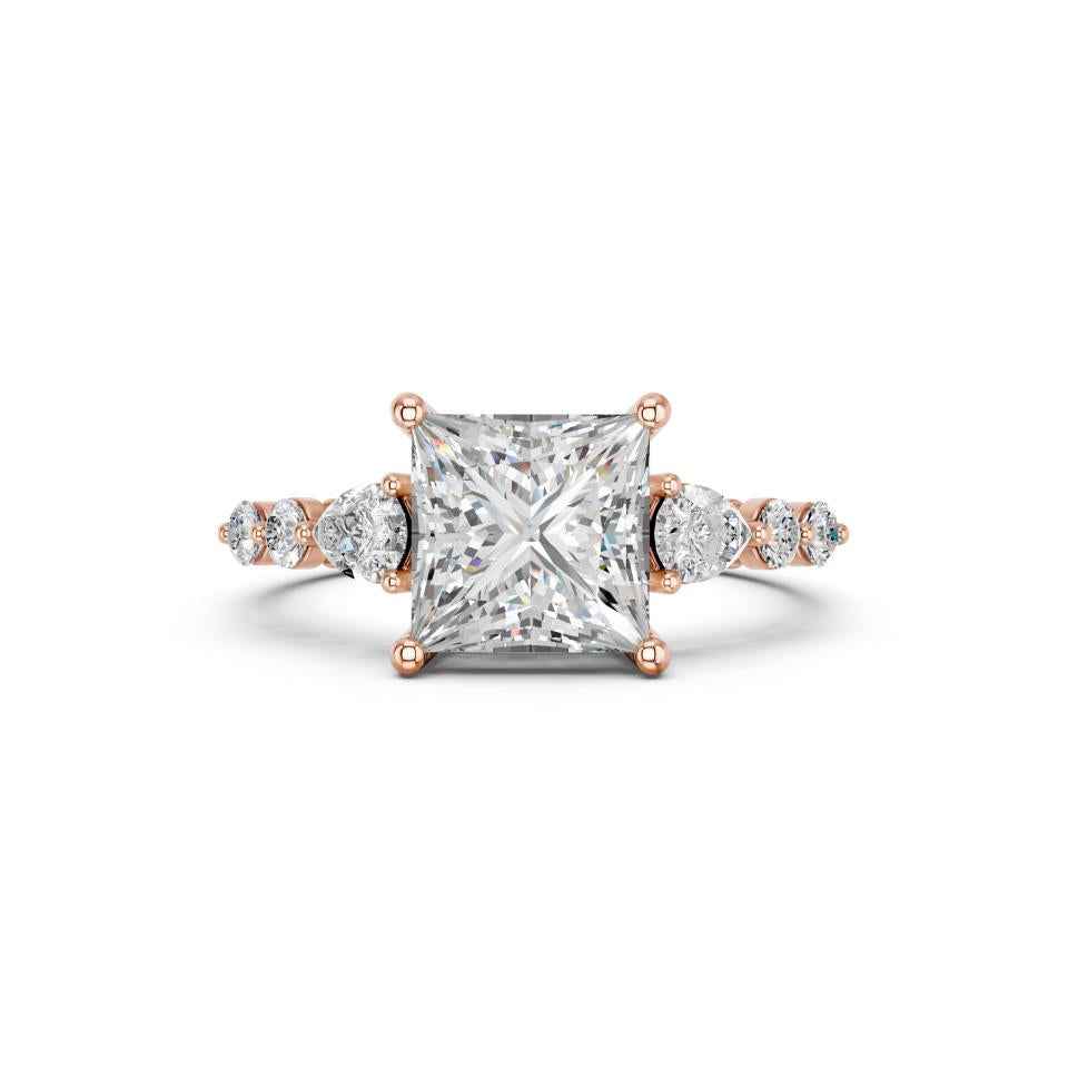 PRINCESS RING WITH SIDE STONES