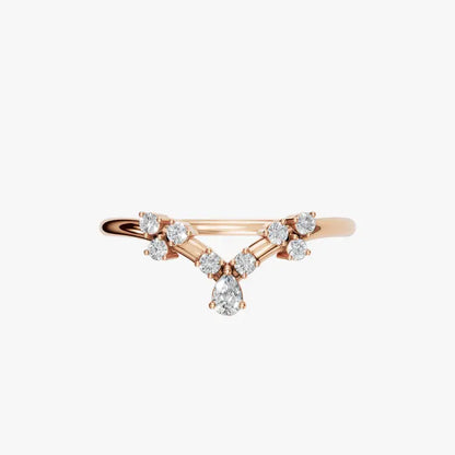PEAR ROUND WEDDING BAND - M&D Signature Jewels