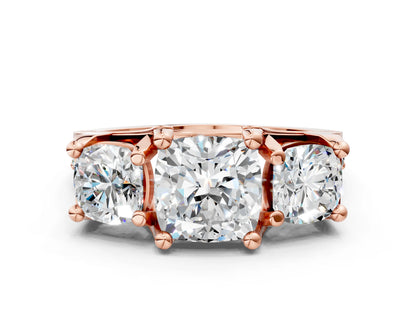 CUSHION 3 STONE RING - M&D Signature Jewels
