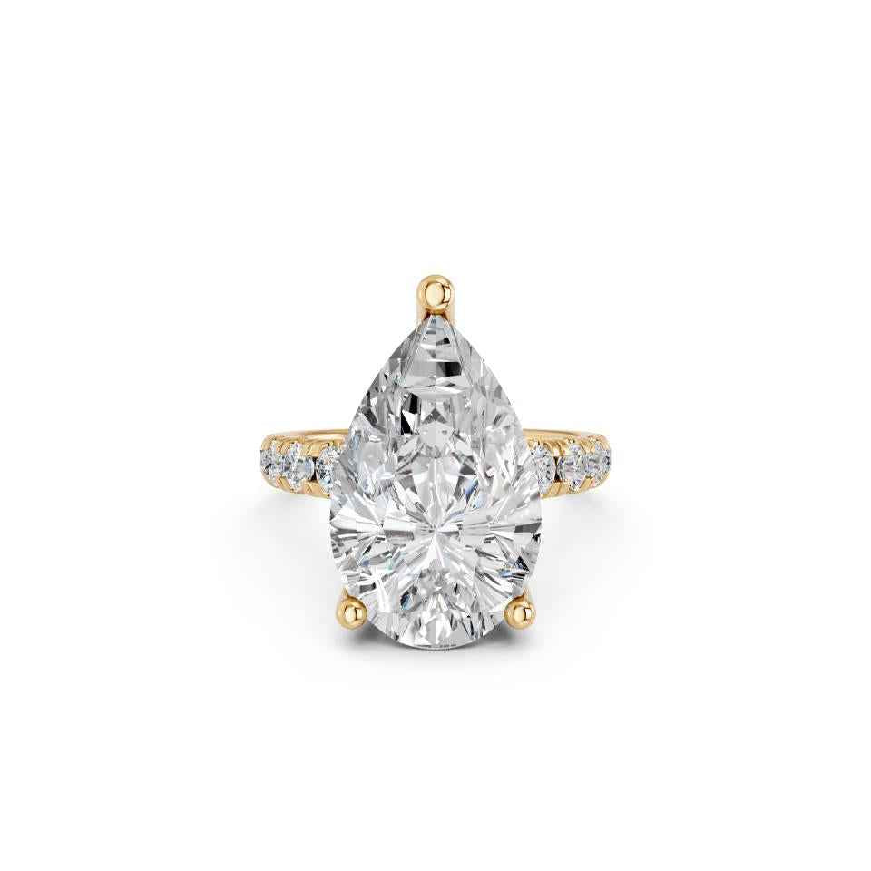 PEAR RING WITH HIDDEN HALO AND PAVE BAND