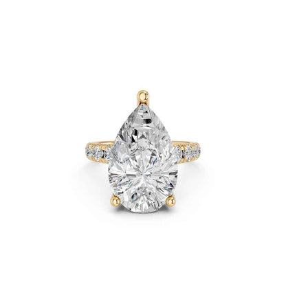 PEAR RING WITH HIDDEN HALO AND PAVE BAND
