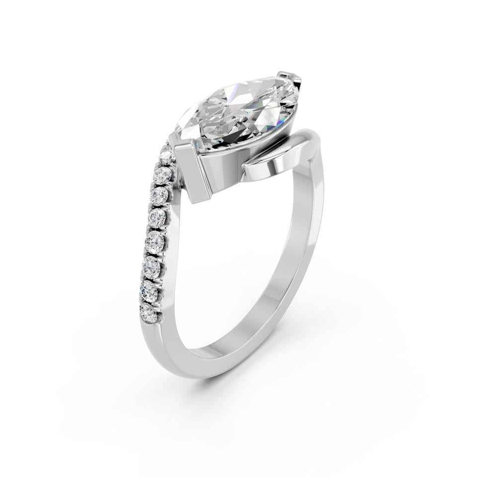 MARQUISE E-W RING WITH PAVE STONES
