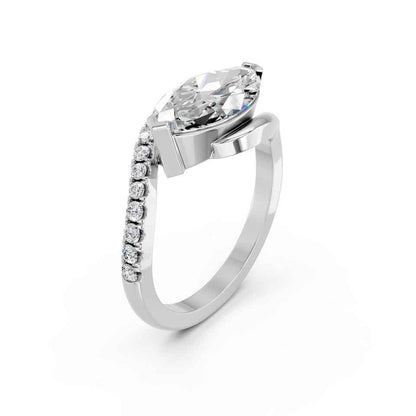 MARQUISE E-W RING WITH PAVE STONES