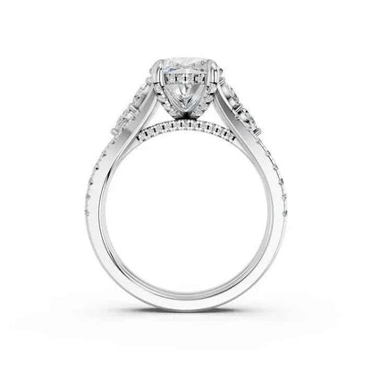 CUSHION RING WITH HIDDEN HALO AND PAVE BAND