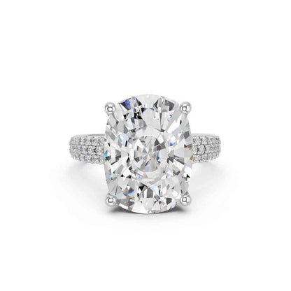 CUSHION RING WITH HIDDEN HALO AND PAVE BAND
