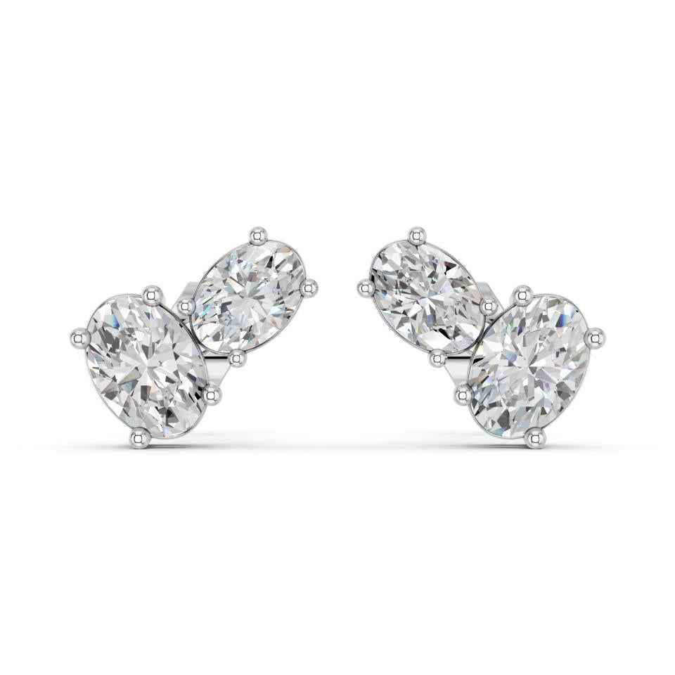 OVAL TWO STONE EARRING