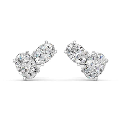 OVAL TWO STONE EARRING